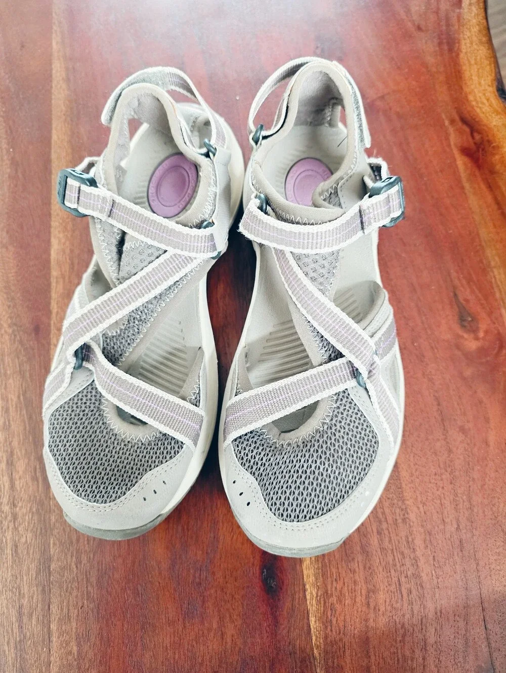 Teva Tirra Hiking Sandals Gray Purple Shock Pad Trail Walking Womens Size 7